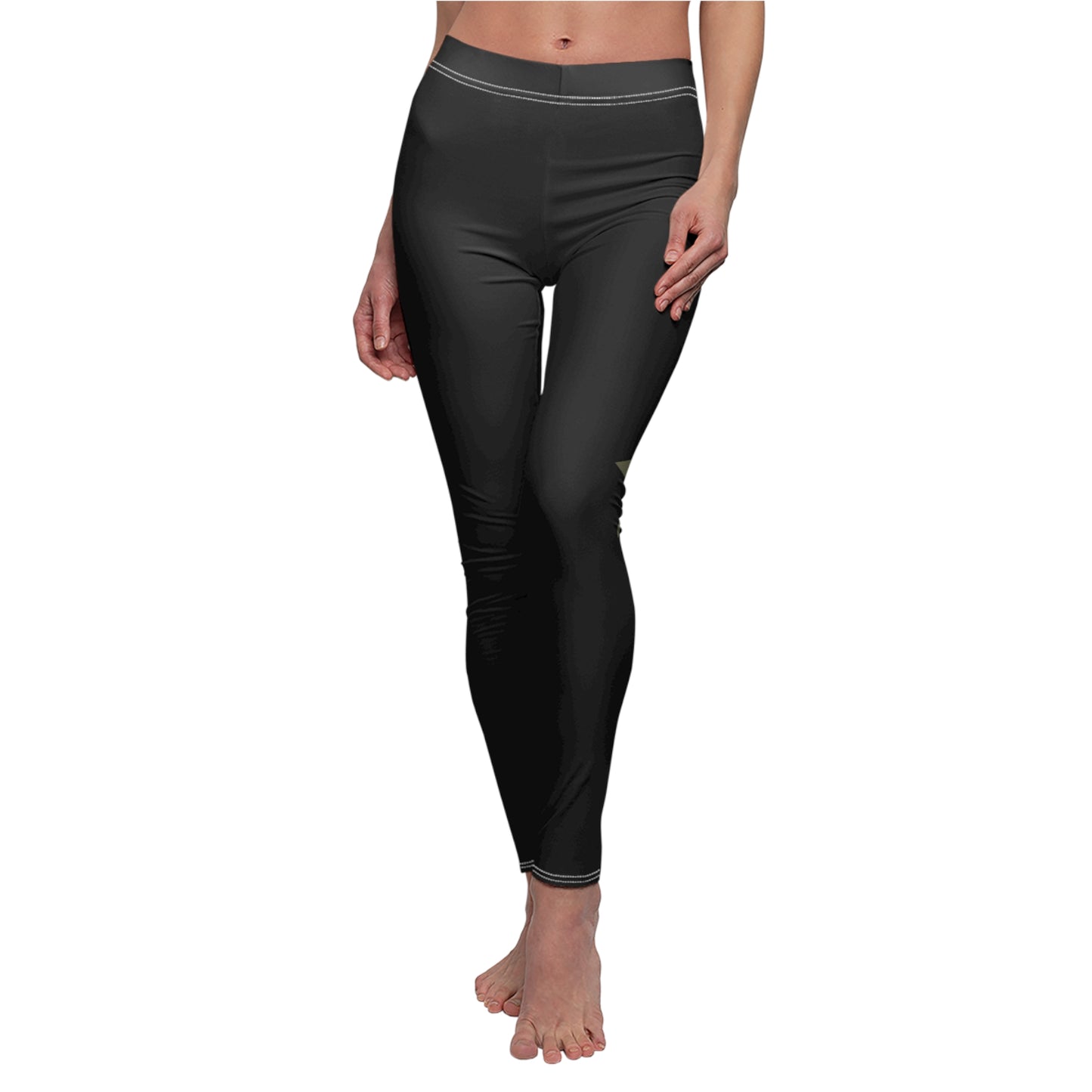 Black Star Accent Leggings — Women's Casual AOP Fashion Leggings
