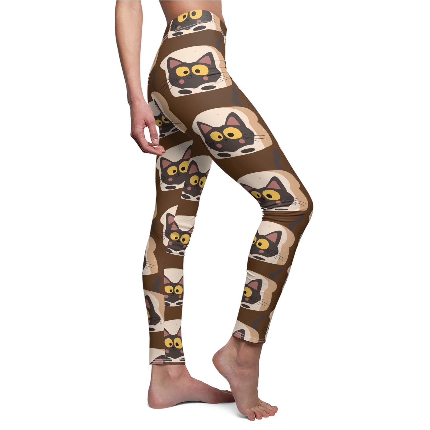 Brown Color Leggings Cat Print Casual Leggings for Women