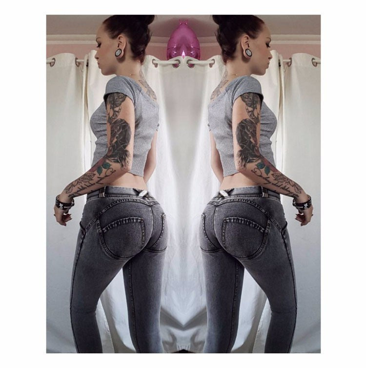 Peach hip jeans female beauty hip fitness yoga pants slim jeans