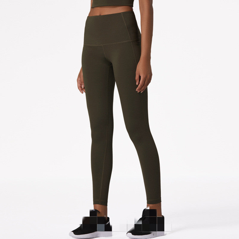 Double-Sided Brocade Nude Sports Fitness Pants High Waist Tummy And Hip Yoga Pants Women