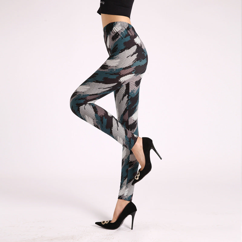 Autumn Underwear Leggings Stretch Printed High-waisted Trousers