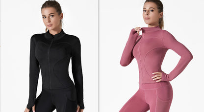 Running Training High Elastic Breathability Jacket Long Sleeve Top Workout Clothes