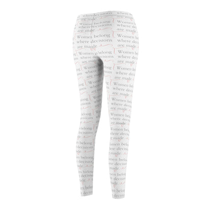 Feminist Statement Leggings — "Women belong where decisions are made" All-Over Print