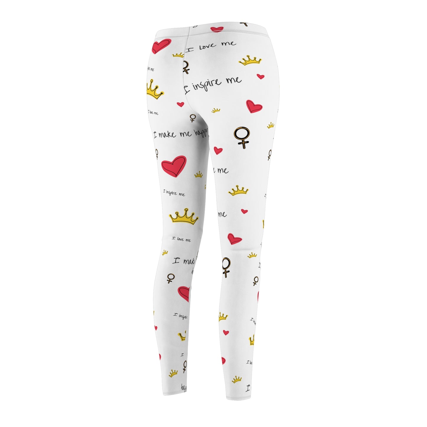 Inspirational Women's Leggings with Heart and Crown Design