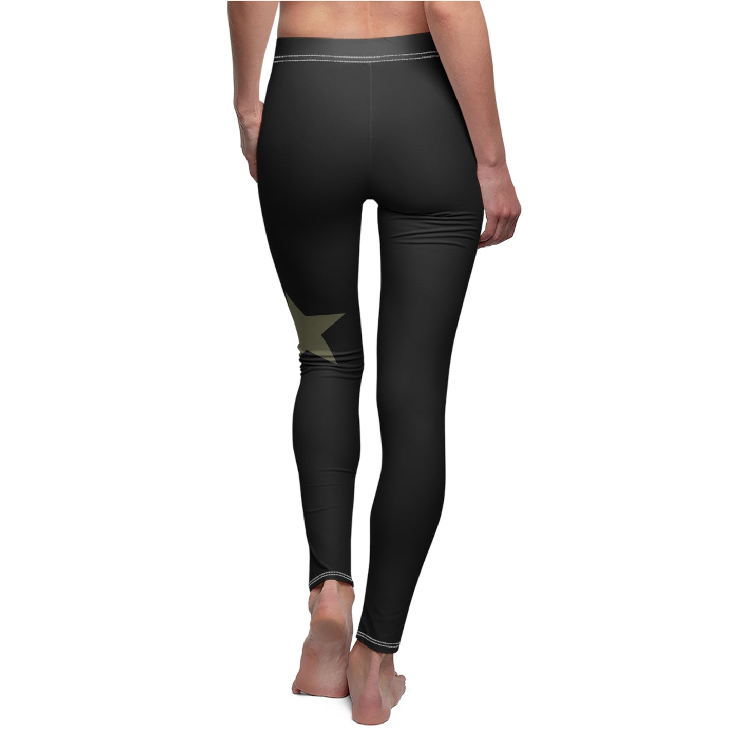 Black Star Accent Leggings — Women's Casual AOP Fashion Leggings