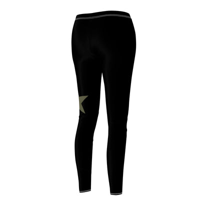 Black Star Accent Leggings — Women's Casual AOP Fashion Leggings