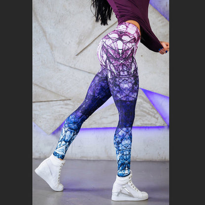 Fashion Mixed Color High Waist Printed Sports Yoga Pants