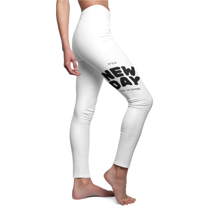 Women's White 'No Days Off' Casual Leggings — Motivational Workout Leggings