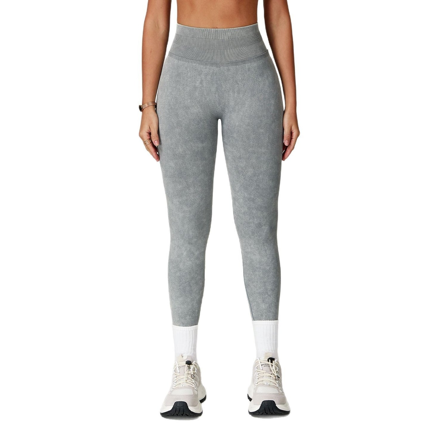 Seamless Stone Washed Yoga Pants High Waist Hip Lift Tight Trousers
