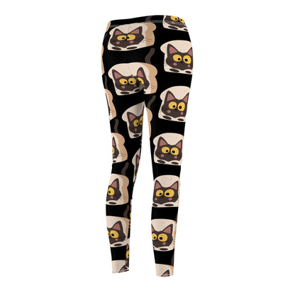 Black Color Leggings Cat Print Casual Leggings for Women