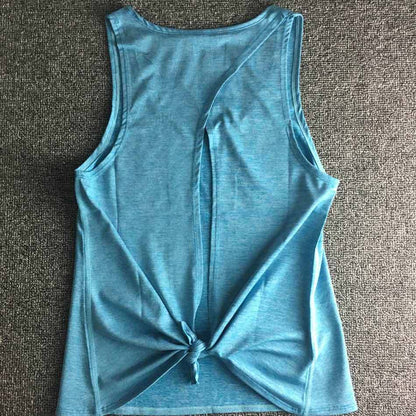Women Backless Yoga Tank Top Shirts Sleeveless Off Shoulder Sports T Shirt Backless Crop Tops Racerback Gym Workout Clothes