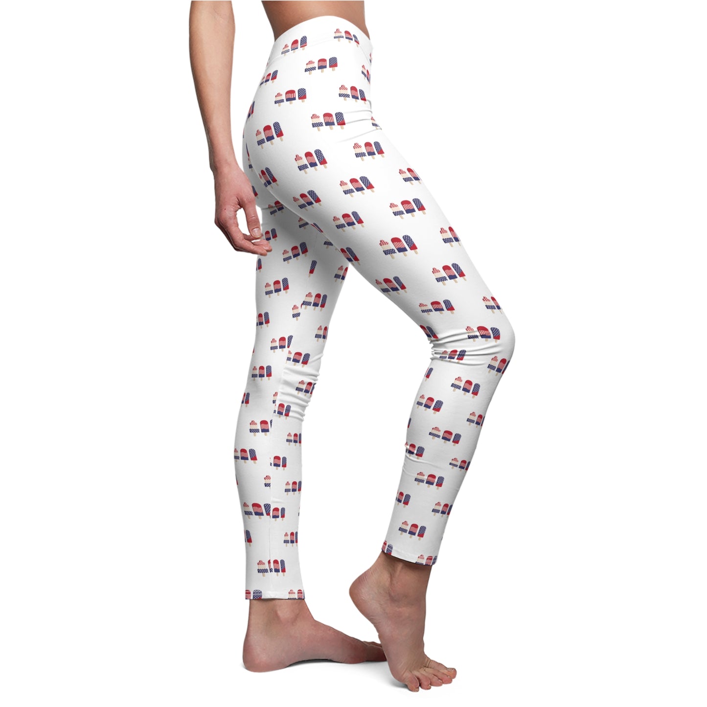 Patriotic Lipstick Print Leggings — Women's All-Over Print Casual Leggings