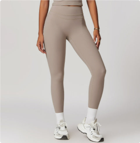 Sanding Tight High Waist Yoga Pants Belly Contracting Hip Raise Fitness Pants