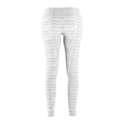 Feminist Statement Leggings — "Women belong where decisions are made" All-Over Print