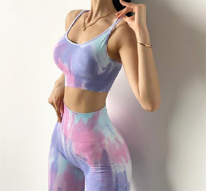 Net Red Thin Straps Tie-dye Sports Underwear Women's Workout Clothes