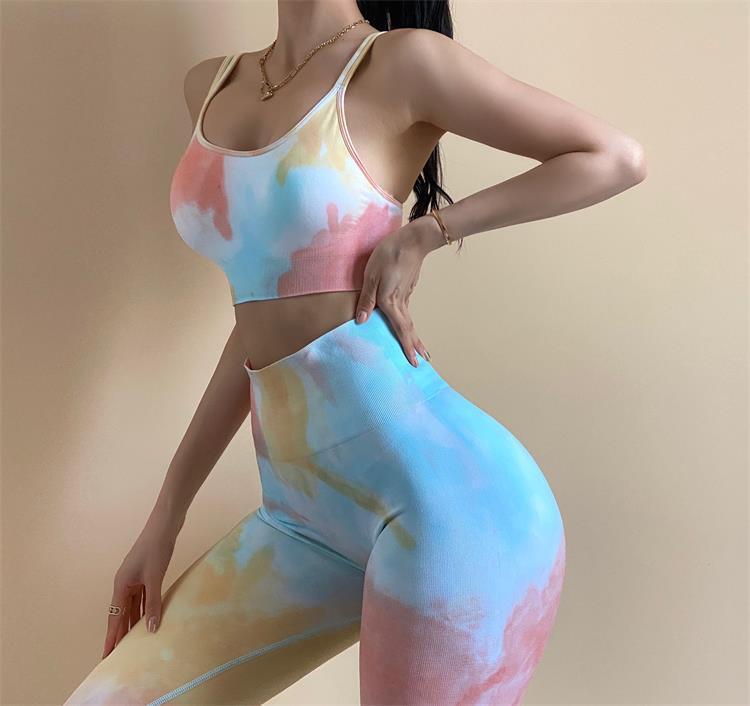 Net Red Thin Straps Tie-dye Sports Underwear Women's Workout Clothes