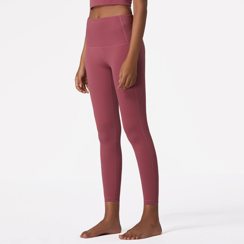 Double-Sided Brocade Nude Sports Fitness Pants High Waist Tummy And Hip Yoga Pants Women