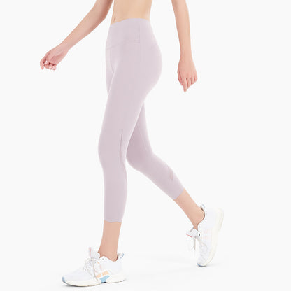 Brushed Yoga Pants Women's Nude Feeling Tight Hips High Waist Running Sports Stretch Fitness Pants Breathable Cropped Pants