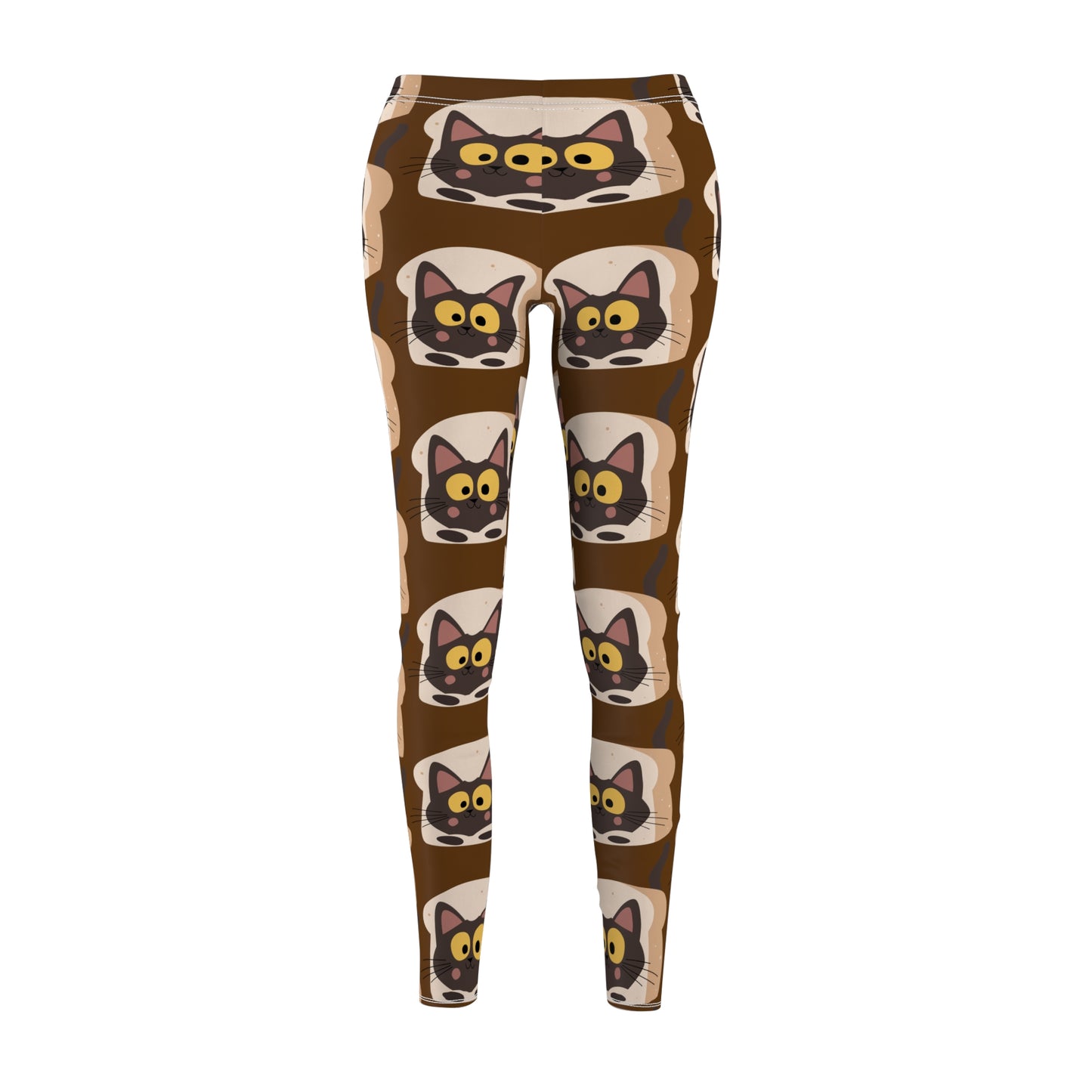 Brown Color Leggings Cat Print Casual Leggings for Women