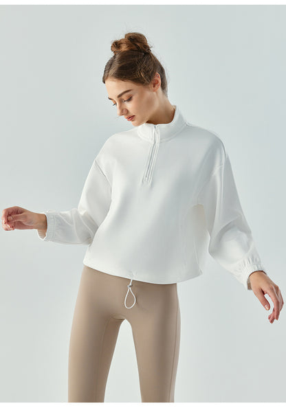 Stand Collar Half Zip Autumn Winter Sweater Coat Workout Clothes Top