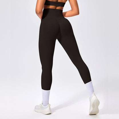 Seamless High-waisted Nine-inch Pants Pleated And Hip-lifting Fitness Pants