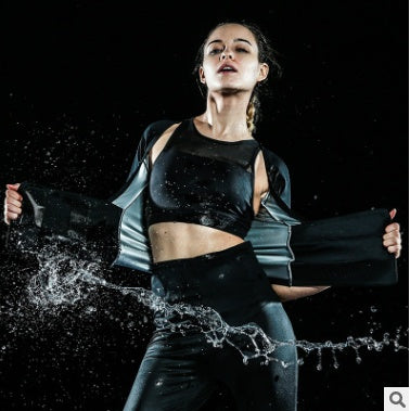 Explosive sweat clothing women's sports shirt sweat suit running thin waist belly weight loss clothing fever violence sweat workout clothes