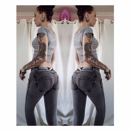 Peach hip jeans female beauty hip fitness yoga pants slim jeans