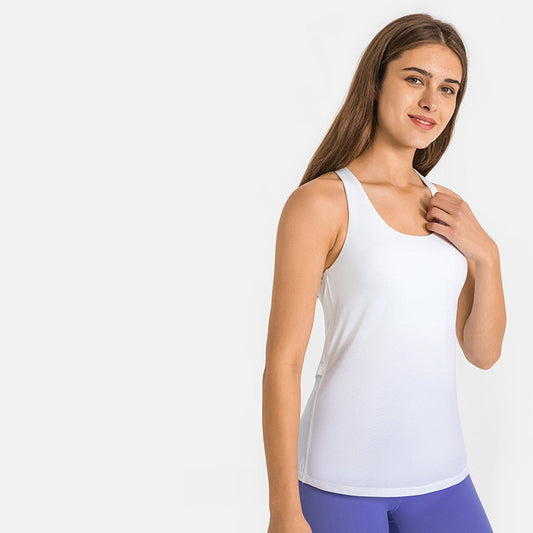 Sports Yoga Vest Women's Push-up Running Blouse Loose Workout Clothes