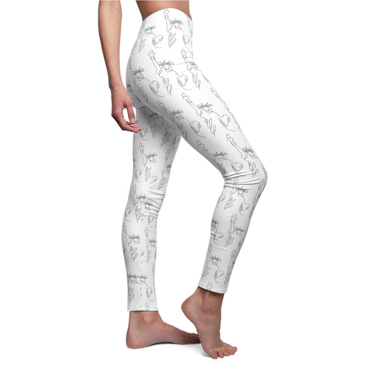 Minimal Line Art Ballet Leggings — Women's All-Over Print Casual Leggings