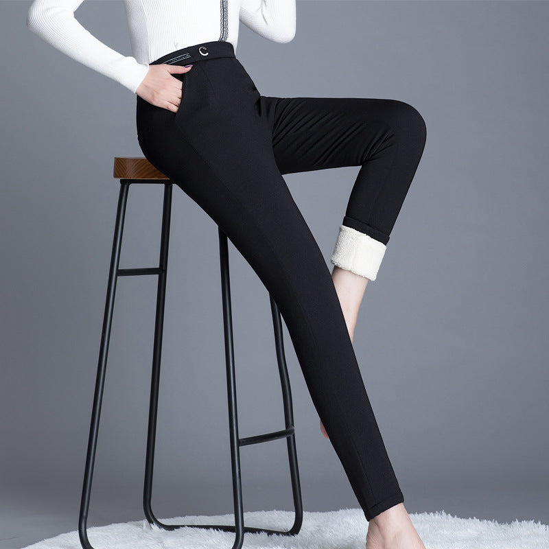 New winter stretch lamb velvet women's pants