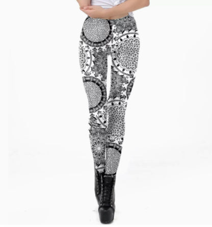 European And American Thin Leggings Women Wear Digital Printed Trousers