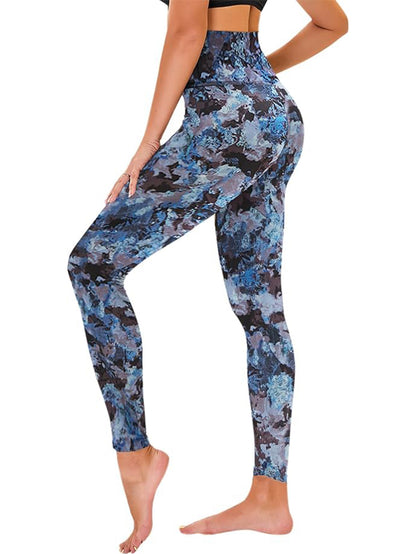 Leggings - Cropped High-rise Print Blue Brown Print
