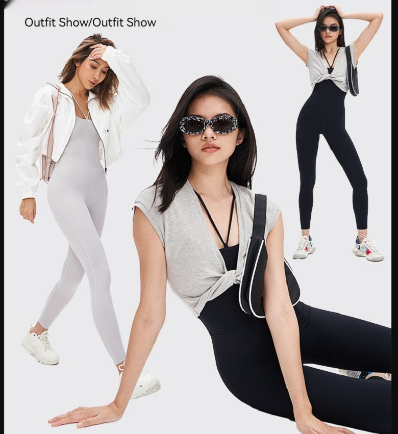 Nude Feel Beauty Back  Fashion Workout Clothes With Chest Pad Professional Air Sports Yoga Jumpsuit
