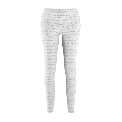 Feminist Statement Leggings — "Women belong where decisions are made" All-Over Print