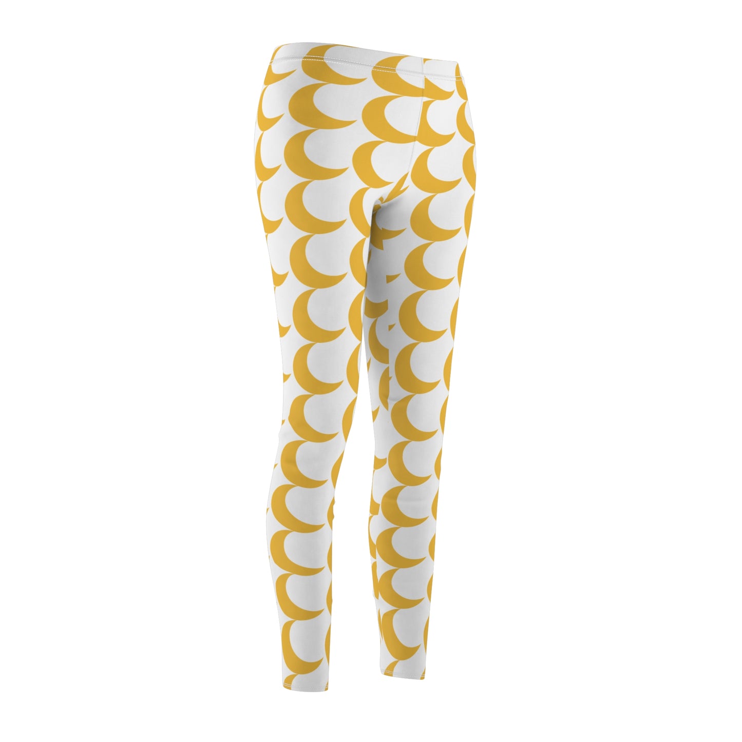 Yellow Crescent Pattern Leggings — Women's Casual All-Over Print Leggings
