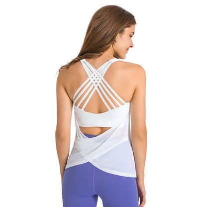 Sports Yoga Vest Women's Push-up Running Blouse Loose Workout Clothes