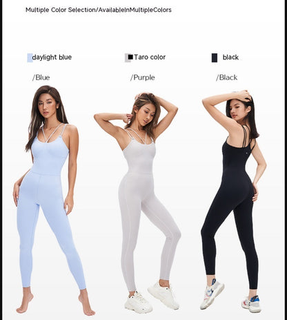 Nude Feel Beauty Back  Fashion Workout Clothes With Chest Pad Professional Air Sports Yoga Jumpsuit