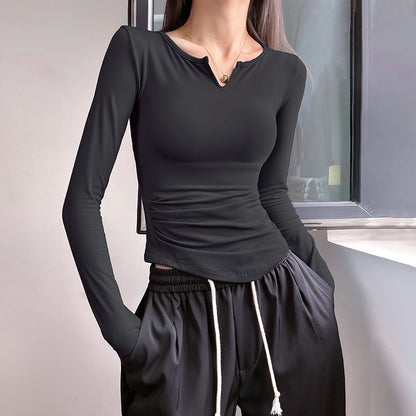 Yoga Clothes Solid Color Simple V-neck Tight-fitting Cinched Workout Top
