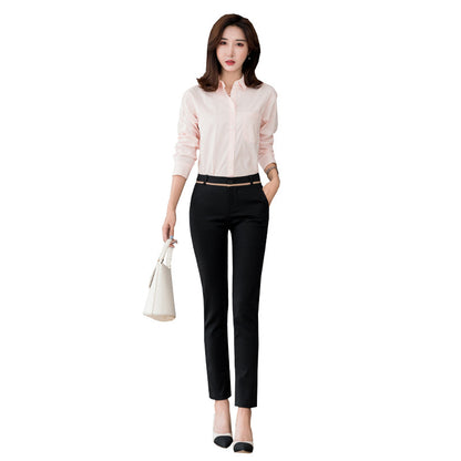 Women's High-waist Stretch Casual Straight-leg Suit Pants