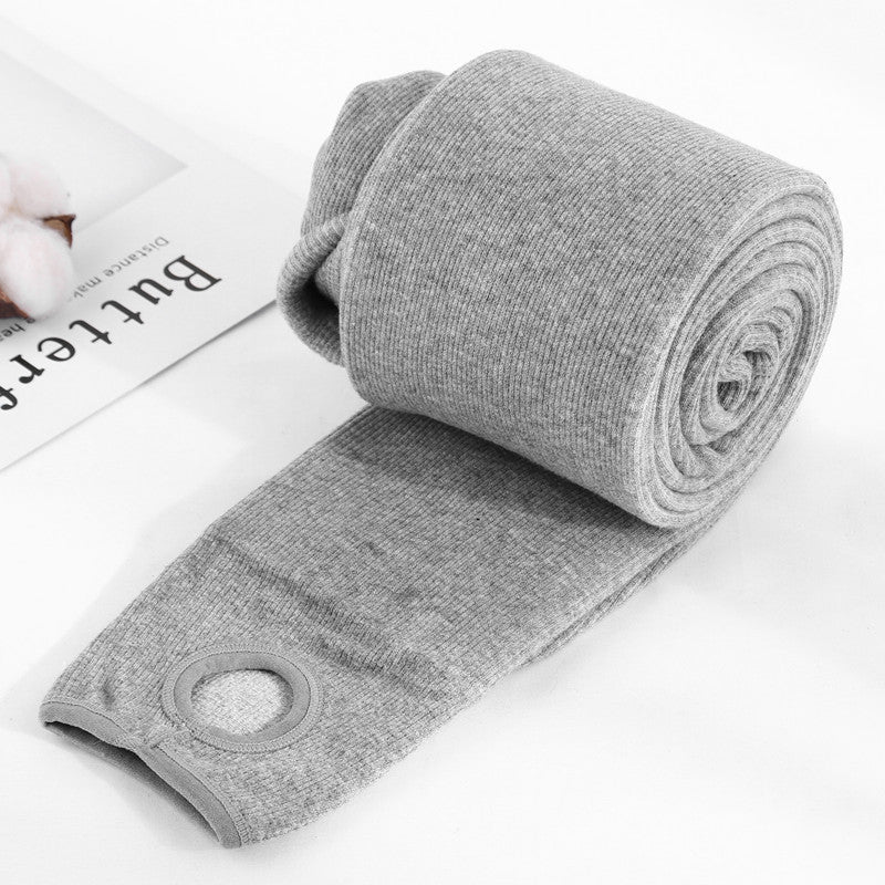 Autumn And Winter Fleece-lined Thickened Screw Cotton Vertical Stripes Base One-piece Trousers