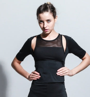 Explosive sweat clothing women's sports shirt sweat suit running thin waist belly weight loss clothing fever violence sweat workout clothes