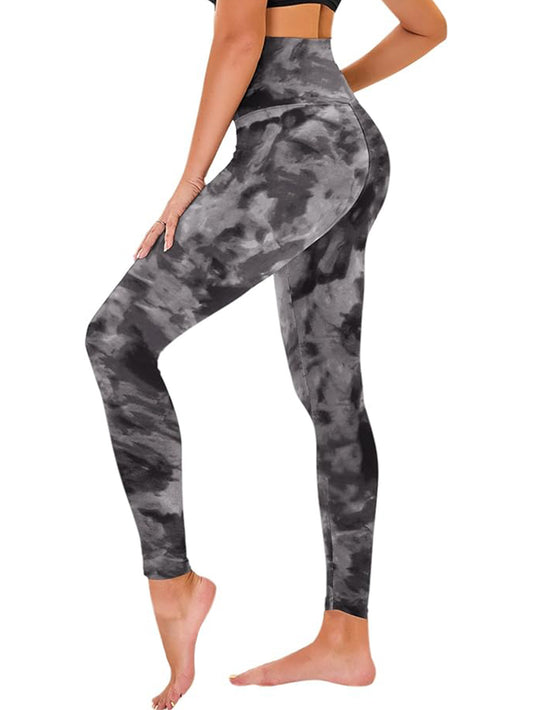 Leggings - Cropped High-rise Print Black Tie-dye