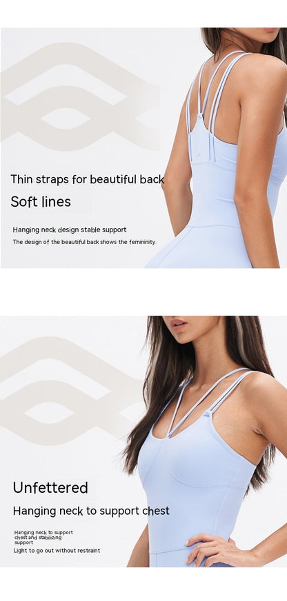 Nude Feel Beauty Back  Fashion Workout Clothes With Chest Pad Professional Air Sports Yoga Jumpsuit