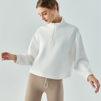 Stand Collar Half Zip Autumn Winter Sweater Coat Workout Clothes Top