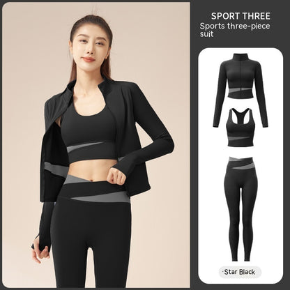 Women's Jacket Trousers Bra Yoga Workout Clothes