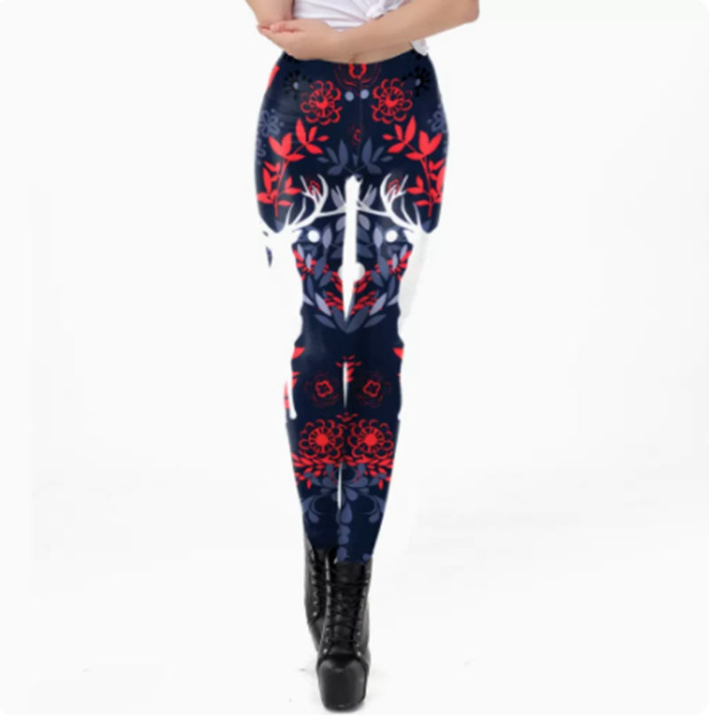 European And American Thin Leggings Women Wear Digital Printed Trousers