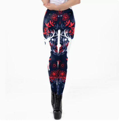European And American Thin Leggings Women Wear Digital Printed Trousers