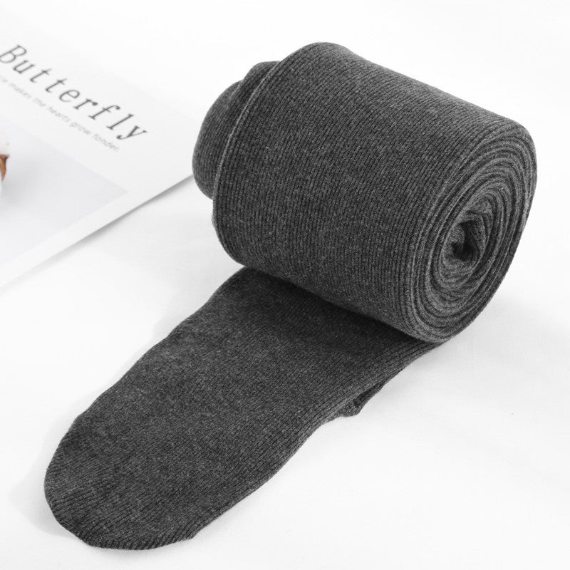 Autumn And Winter Fleece-lined Thickened Screw Cotton Vertical Stripes Base One-piece Trousers