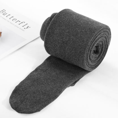 Autumn And Winter Fleece-lined Thickened Screw Cotton Vertical Stripes Base One-piece Trousers