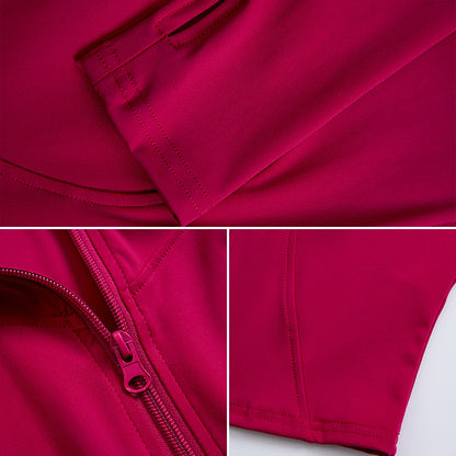 Autumn And Winter Stand Collar Long Sleeve Zipper Cardigan Slimming Sports Workout Clothes Top